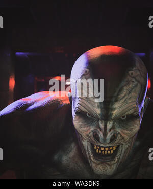 3D-Rendering von einem Monster im Dunkeln Stockfoto