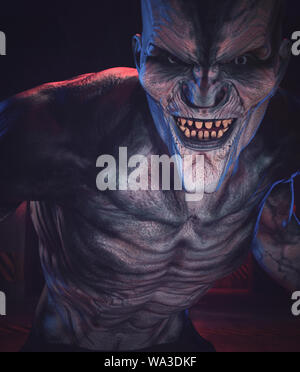 3D-Rendering von einem Monster im Dunkeln Stockfoto