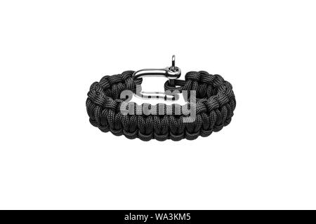 Paracord Armband auf weißem Hintergrund Stockfoto