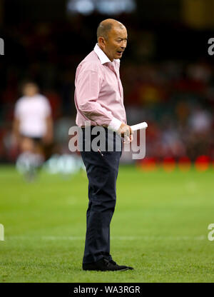 England Manager Eddie Jones vor der Internationalen freundlich im Fürstentum Stadium, Cardiff. Stockfoto