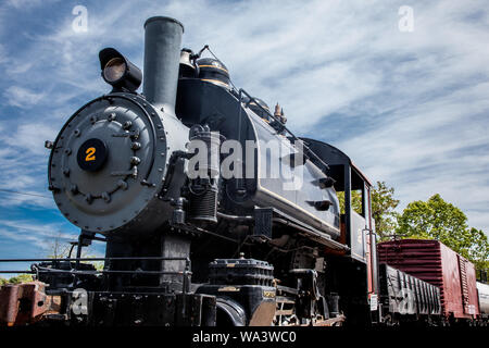 ESSEX, CT, USA - 24. MAI 2015: Connecticut Valley Railroad alte Dampflok Lok outdoor. Stockfoto