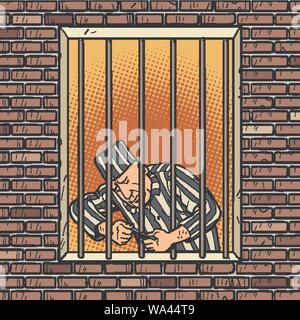 Ein gefangener entkommt aus dem Gefängnis. Jailbreak Stock Vektor