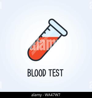Bood Symbol test - Analyse von Blutproben, Reagenzglas Stock Vektor