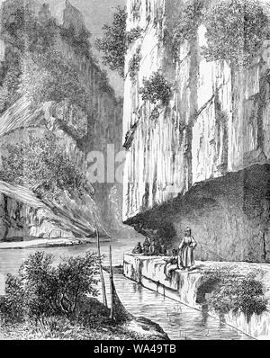 Das Tor von Trajan, ripid Schlucht auf der Donau in der Nähe der Stadt Orsova, Rumänien Stockfoto