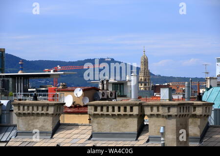 Wien, Österreich - 15. Juli 2019: Ansicht der Stadt Wien vom Dach Stockfoto