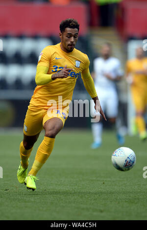 Swansea, Wales, UK. 17. Aug 2019. Andre Grün von Preston North End während der Sky Bet Championship Match zwischen Swansea City und Preston North End in der Liberty Stadium, Swansea am Samstag, den 17. August 2019. Nur die redaktionelle Nutzung, eine Lizenz für die gewerbliche Nutzung erforderlich. Foto darf nur für Zeitung und/oder Zeitschrift redaktionelle Zwecke verwendet werden. (Credit: Jeff Thomas | MI Nachrichten) Credit: MI Nachrichten & Sport/Alamy leben Nachrichten Stockfoto