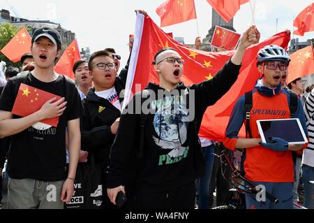 Hong Kong Solidarität Kundgebung gegen den Protest, der Trafalgar Square, London. Großbritannien Stockfoto