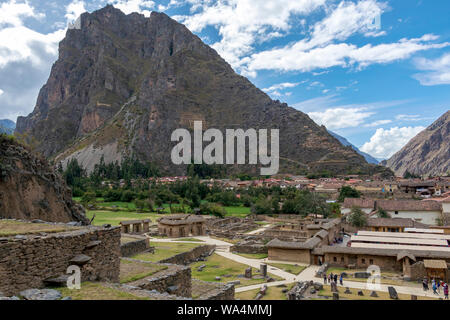 Ruinen von Ollantaytambo: Ruinen von weitgehend religiöse Bedeutung, den letzten und größten defensiven Strukturen der Inka Zeit, das Heilige Tal der Inkas Stockfoto