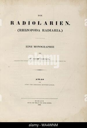 Die radiolarien (Rhizopoda radiata) - Ernst Haeckel - Titelblatt. Stockfoto