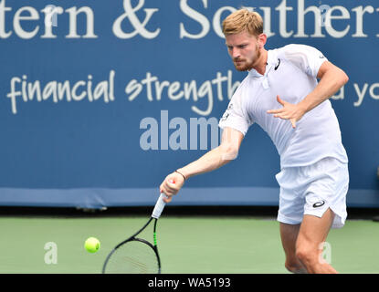 Mason, Ohio, USA. 17 Aug 2019, David Goffin (ESP) besiegte Richard Gasquet (FRA) 6-3, 6-4, am Westlichen und Südlichen Öffnen bei Lindner Family Tennis Center in Mason, Ohio gespielt wird. © Leslie Billman/Tennisclix/CSM Credit: Cal Sport Media/Alamy leben Nachrichten Stockfoto