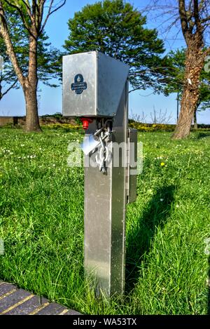 London, Großbritannien - 19 April, 2019: Gesperrt Wasser Standrohr von Edwards im Park in London, Vereinigtes Königreich, Stockfoto