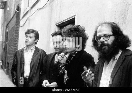 Bob Dylan, Allen Ginsberg, Michael McClure, Robbie Robertson, San Francisco, 1965. Stockfoto