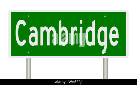 Rendering von einem grünen Hinweisschild für Cambridge Stockfoto