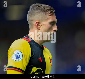 17. August 2019, Goodison Park, Liverpool, England; Premier League Football, Everton vs Watford: Gerard Deulofeu (07) von Watford Credit: Conor Molloy/News Bilder der Englischen Football League Bilder unterliegen DataCo Lizenz Stockfoto