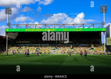 17. August 2019, Carrow Road, Norwich, England, Premier League, Fußball, Norwich City vs Newcastle United: Das Spiel wird an der Carrow Road Credit: Georgie Kerr/News Bilder der Englischen Football League Bilder unterliegen DataCo Lizenz unterwegs Stockfoto