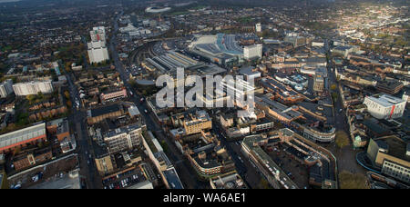 Luftaufnahme von kingston upon Hull Stadtzentrum, covid19 Lockdown Stockfoto