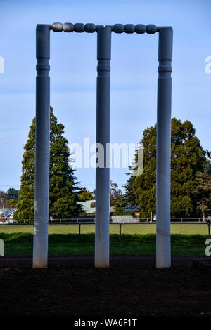 Die großen Wickets Cricket Baumstümpfe, Westbury, Tasmanien, Australien Stockfoto