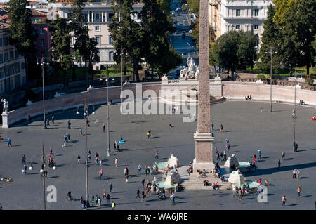 Piazza del Popolo mit ägyptischen Obelisken, Blick von der Pincio Hill, Rom, Italien Stockfoto