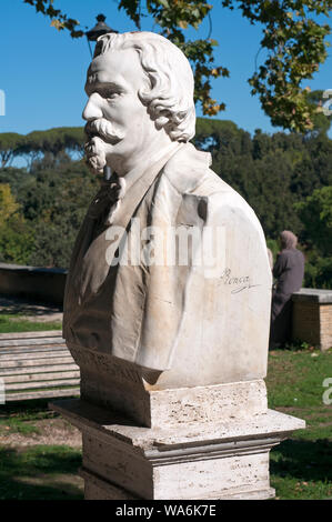 Marmorbüste von Giovanni Prati (von Gaetano Ronca), Pincio Gärten, Rom, Italien Stockfoto