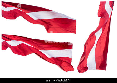 Lettland Flagge isoliert auf weißem Hintergrund mit Platz für Text, der nationalen Flagge der Republik Lettland - isoliert Stockfoto