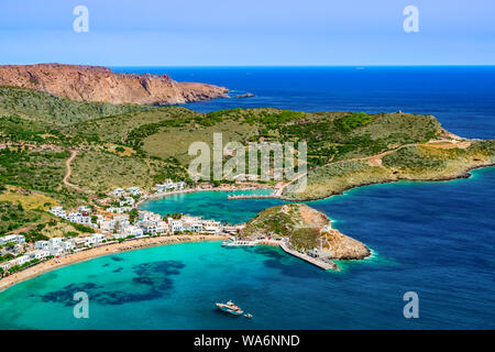 Kapsali Sommer Landschaft mit Strand und Bucht, Kythira Inseln, Griechenland Stockfoto