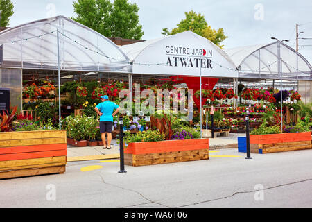 Montreal, Kanada - Juni, 2018: Blumenladen in Atwater Market in Montreal, Quebec, Kanada. Editorial. Stockfoto