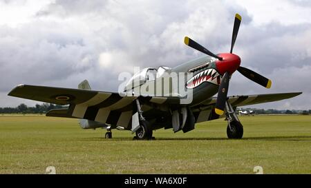 North American P-51D Mustang (G-SHWN) auf der Flightline am Flying Legends Airshow am 14. Juli 2019 Stockfoto