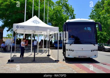 MSC touristische Reisebus Pick-up und Drop-off Point, die alte Festung, Altstadt von Korfu, Korfu, Korfu, Griechenland, Ionische Inseln Stockfoto