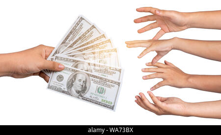 Die Geschäftsleute die, Geld zu senden, Banknoten, Geld, Zahlung Konzepte Stockfoto