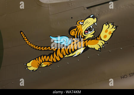 Wild Cargo Nose Art auf einem B-25 Bomber Stockfoto