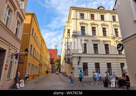 Bydgoszcz Polen - 15. August 2019: alte Häuser in der Altstadt von Bydgoszcz. Stockfoto