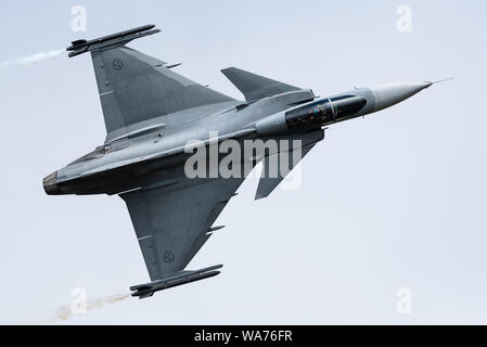 Ein Saab JAS 39 Gripen multirole Fighter jetof die schwedische Luftwaffe. Stockfoto