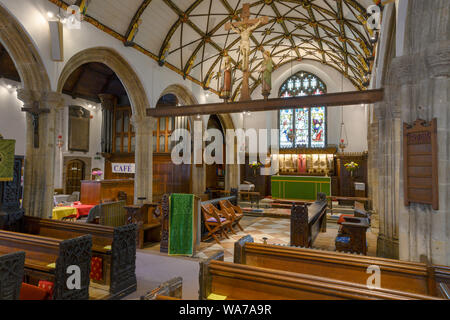 Innenansicht von St. La, St. Ives Pfarrkirche, St. Ives, Cornwall, England, Großbritannien.