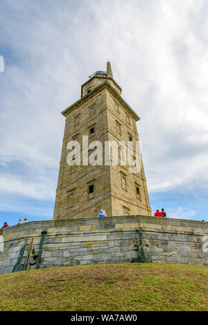 La Coruna Spanien der Turm des Herkules Torre de Herkules ist ein UNESCO-Weltkulturerbe. Ein römisches Leuchtturmgebäude, das heute noch in Gebrauch ist. La Coruna, Spanien Stockfoto