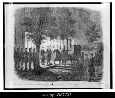 Festnahme von Marshal Kane, an seinem Haus in Baltimore, bei drei Uhr am Donnerstag, den 27. Juni, im Auftrag von Generalmajor Banken auf einer Aufladung des Verrats/aus einer Skizze von unseren speziellen Künstler begleitende Allgemeine Banken'-Befehl. Stockfoto