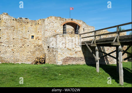 Die Ruinen der mittelalterlichen Burg in Inowłódz, Tomaszów Mazowiecki County, Woiwodschaft Łódź, in Zentral Polen Stockfoto