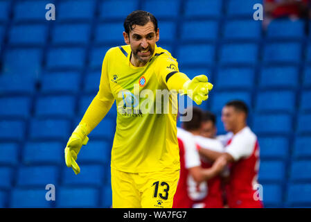 Barcelona, Spanien. 18 Aug, 2019. Diego Lopez von Espanyol während des La Liga Match zwischen RCD Espanyol und Sevilla CF RCDE Stadion in Barcelona, Spanien. Credit: Christian Bertrand/Alamy leben Nachrichten Stockfoto