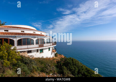 Restaurante Mirador de Jávea, Cap de la Nau, Spanien am Golf von Valencia, Mittelmeer. Stockfoto