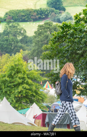 Wales, Großbritannien. Sonntag, 18 August, 2019. Allgemeine Ansichten an der 2019 Green Man Festival in Glanusk Park, Wales, Foto: Roger Garfield/Alamy leben Nachrichten Stockfoto