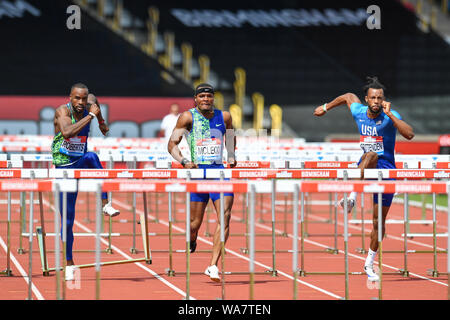 Birmingham, Großbritannien. 18. August 2019. in Männer 110m Hürden während Muller Grand Prix Birmingham 2019 an Alexander Stadium am Sonntag, 18. August 2019 in Birmingham, England. Credit: Taka G Wu/Alamy leben Nachrichten Stockfoto