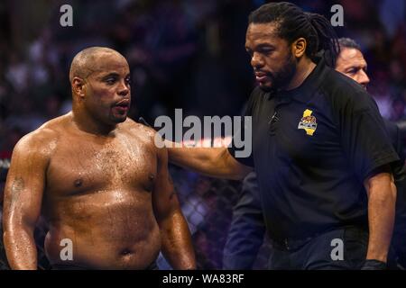 August 17, 2019, Anaheim, Kalifornien, USA: STIPE MIOCIC DEF DANIEL CORMIER DURCH TKO, Runde 4, 4:09 bei UFC 241 Am 17. August 2019. (Bild: © Dalton Hamm/ZUMA Draht) Stockfoto