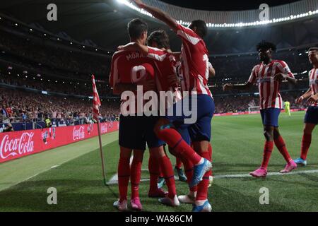 Madrid, Spanien. 18 Aug, 2019. Madrid, Spanien; 18.08.2019. Fußball der Liga Match 01 2019-2020 Atletico de Madrid gegen Getafe am Wanda Metropolitano Stadium statt, in Madrid. Morata Atletico de Madrid Spieler Ziel Credit: Juan Carlos Rojas/Picture Alliance | Verwendung weltweit/dpa/Alamy leben Nachrichten Stockfoto