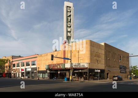 Die Stromlinie moderne Art déco-Fassade des 1939 Uptown Film Theater in Minneapolis, Minnesota, USA Stockfoto