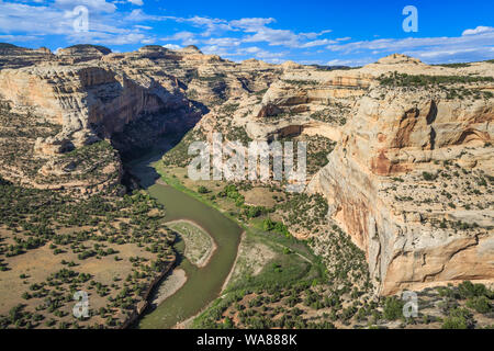 Yampa River bei wagon wheel Punkt übersehen im Dinosaur National Monument, Colorado Stockfoto