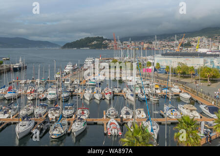 Vigo port aereal Ansicht im Freien im Sommer Stockfoto