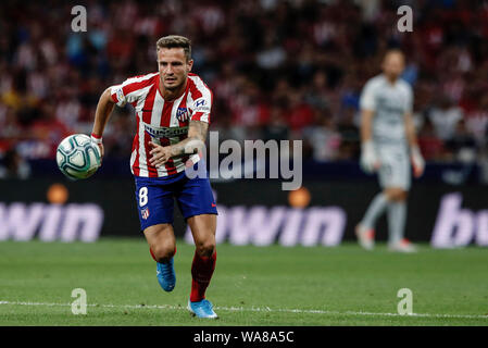 Madrid, Spanien. 18 Aug, 2019. 18. August 2019; Wanda Metropolitano Stadion, Madrid, Spanien; La Liga, Atlético Madrid gegen Getafe Club Futbol; Saul Niguez (Atletico de Madrid) jagt einen - Editrial mit der Credit: Aktion Plus Sport Bilder/Alamy leben Nachrichten Stockfoto