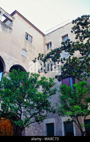 Garten im Inneren des sculptoric 'Museu Frederic Marès' Museum, gegründet von dem Bildhauer Frederic Marès (1893-1991), Barcelona City 1946 gespendet Stockfoto