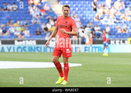 Barcelona, Spanien. 18 Aug, 2019. Luuk De Jong von FC Sevilla während des Spiels RCD Espanyol v FC Sevilla, der LaLiga Saison 2019/2019, Datum 1. RCDE Stadion. Barcelona, Spanien, 18. Aug 2019. Credit: PRESSINPHOTO/Alamy leben Nachrichten Stockfoto