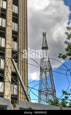 Shukhov Radio Tower (Shabolovskaya), einer 160 Meter hohen freistehenden Stahl diagrid Struktur Funkturm aus der Russischen Avantgarde i Stockfoto