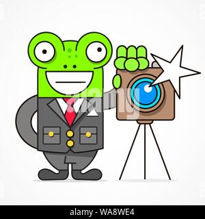 Vektor Cartoon Stil Charakter des Fotografen. Auf Hintergrund isoliert. Stock Vektor